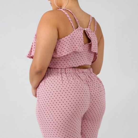💎Plus Size Flutter Crop Top/Pallazo Pant Set - Picture 4 of 4